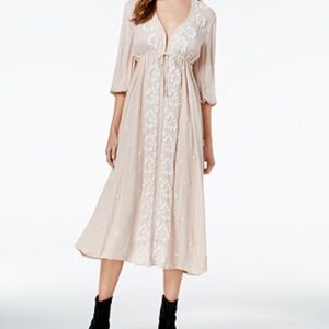 Free People Boho Blush Embroidered Dress